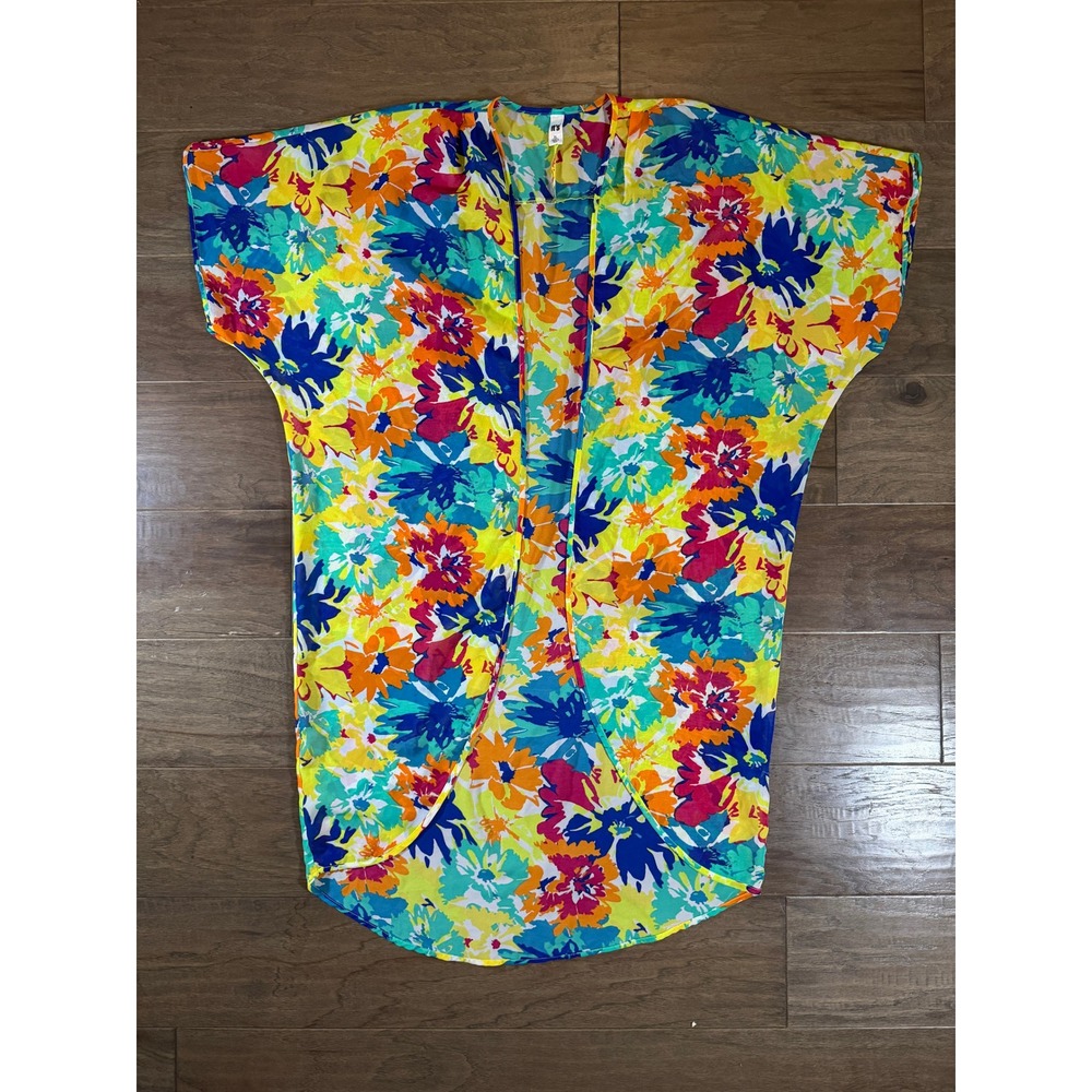 It's XL Womens Floral Kimono Cardigan Open Front High Low Colorful Cover Up